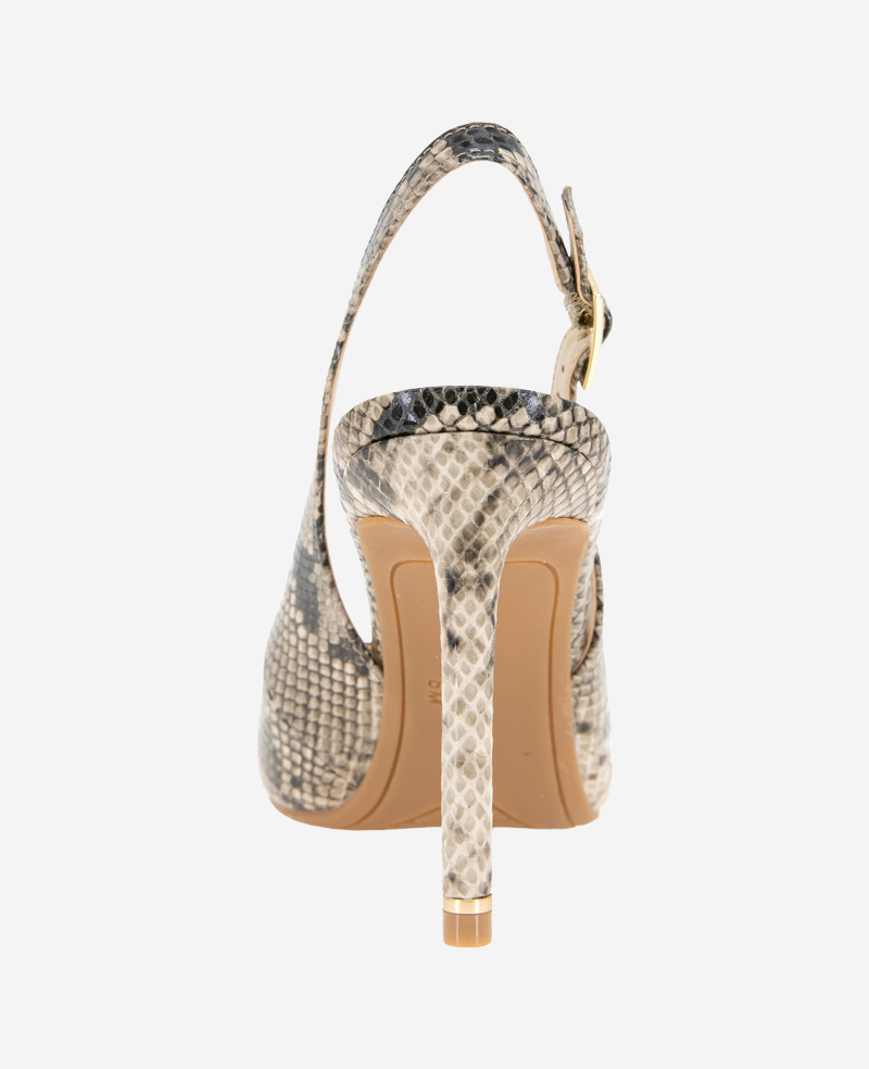 Quinnly Snakeskin Leather Slingback Heel Taupe Snake