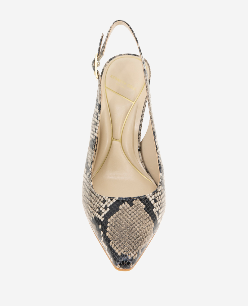 Quinnly Snakeskin Leather Slingback Heel Taupe Snake