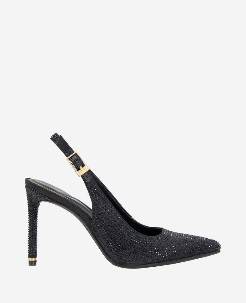 Quinnly Crystal Slingback Heel Black Crystal