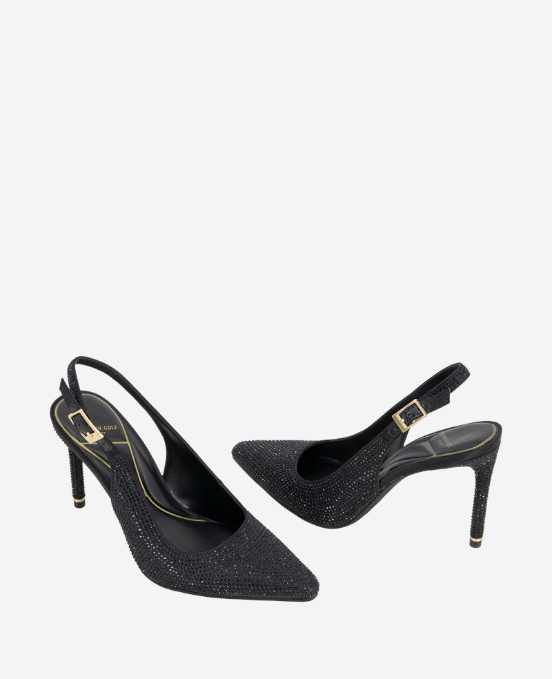 Quinnly Crystal Slingback Heel Black Crystal