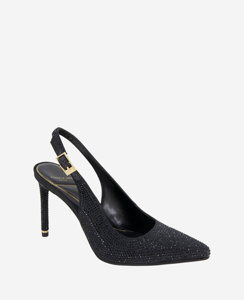 Quinnly Crystal Slingback Heel Black Crystal