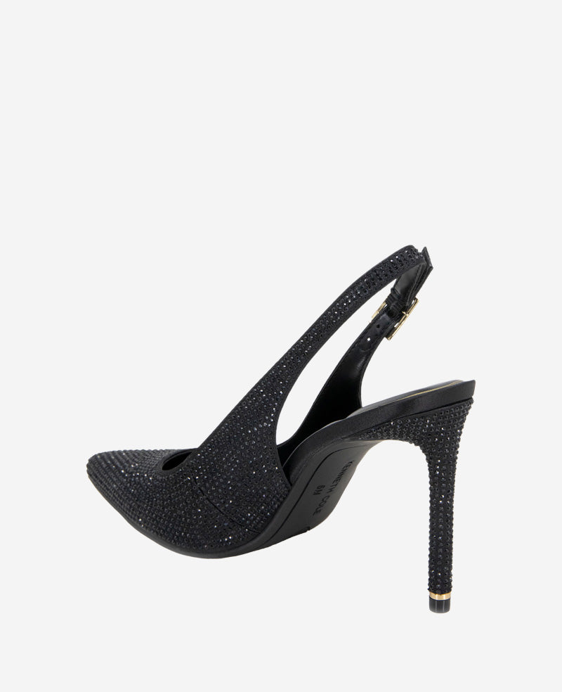 Quinnly Crystal Slingback Heel Black Crystal