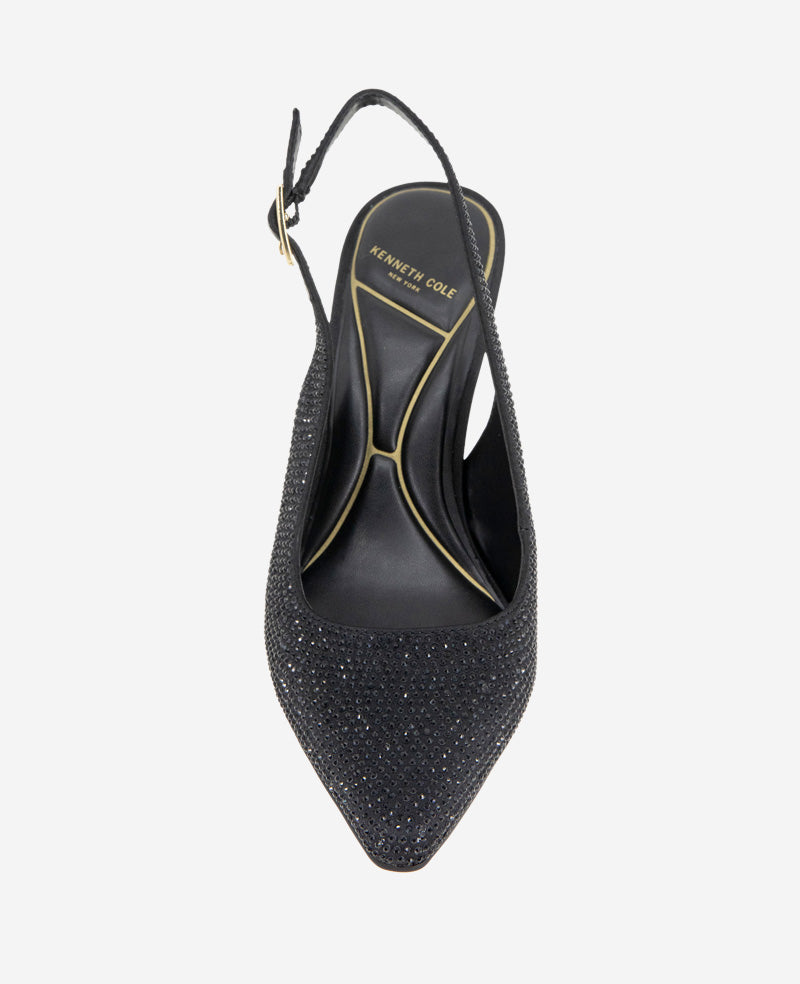 Quinnly Crystal Slingback Heel Black Crystal