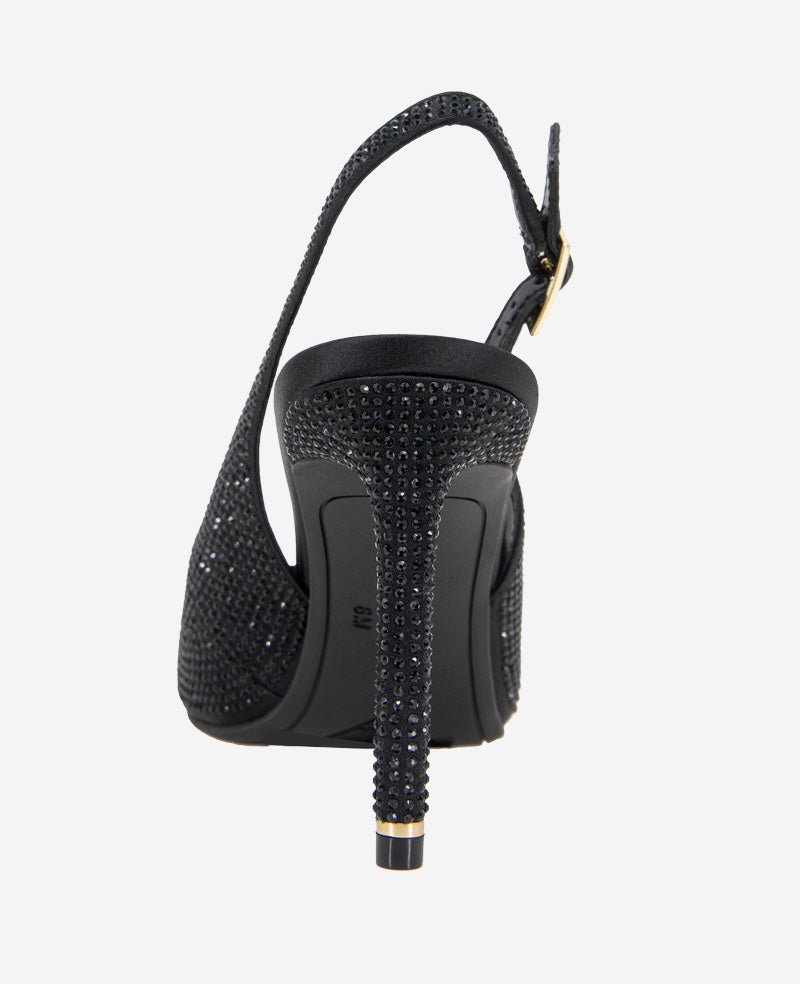 Quinnly Crystal Slingback Heel Black Crystal