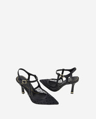 Romi Mesh Ankle Slingback Heel Black/Black Mesh