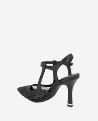 Romi Mesh Ankle Slingback Heel Black/Black Mesh