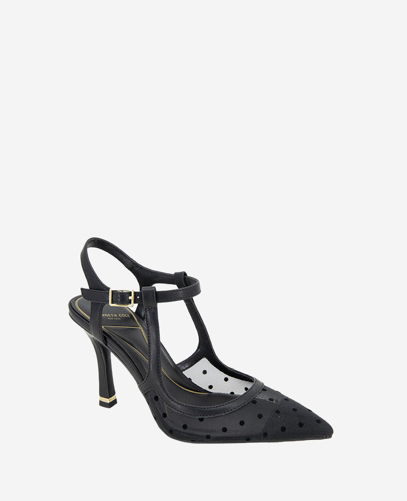 Romi Mesh Ankle Slingback Heel Black/Black Mesh