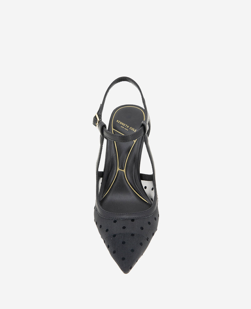 Romi Mesh Ankle Slingback Heel Black/Black Mesh