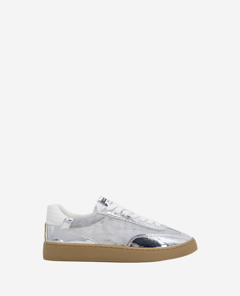 Sam Metallic Leather Mesh Sneaker Silver Mesh