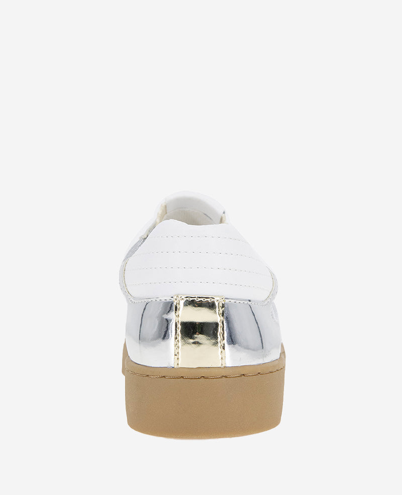 Sam Metallic Leather Mesh Sneaker Silver Mesh