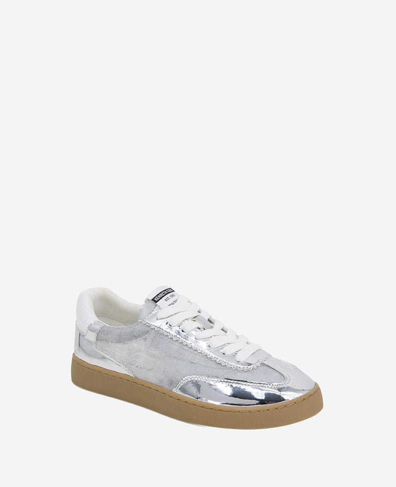 Sam Metallic Leather Mesh Sneaker Silver Mesh