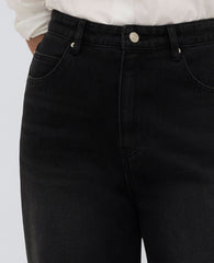 High Rise Barrel Leg Denim Jean Nik Wash