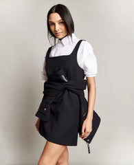 Open Back Strap Shift Dress Black