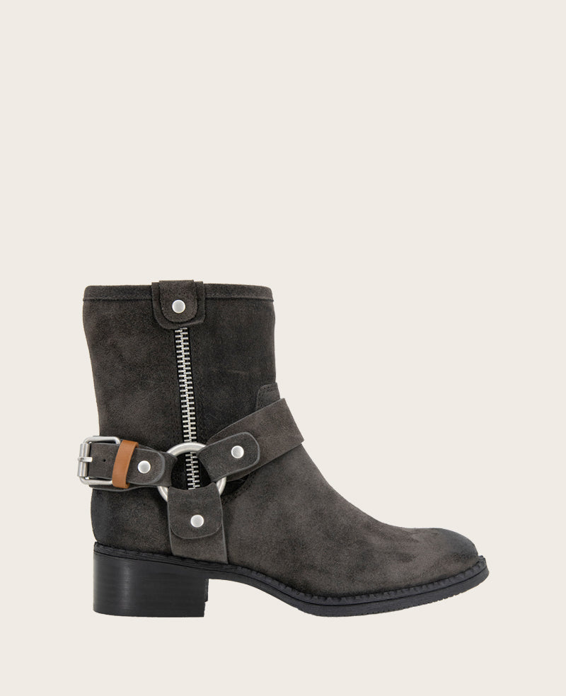 GENTLE SOULS - Barker Suede Moto Boot Charcoal Suede