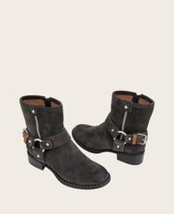 GENTLE SOULS - Barker Suede Moto Boot Charcoal Suede