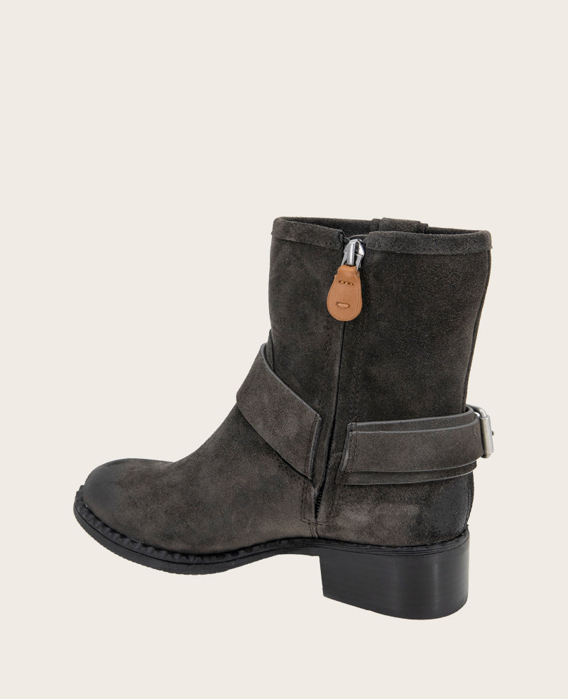 GENTLE SOULS - Barker Suede Moto Boot Charcoal Suede