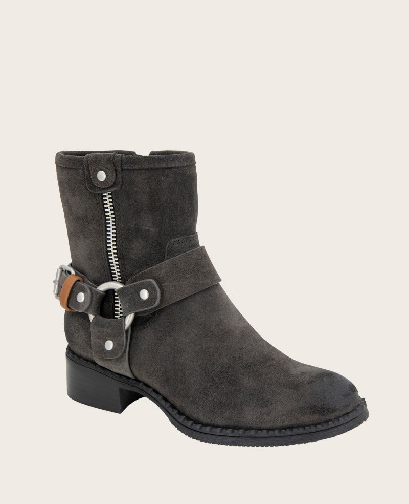 GENTLE SOULS - Barker Suede Moto Boot Charcoal Suede