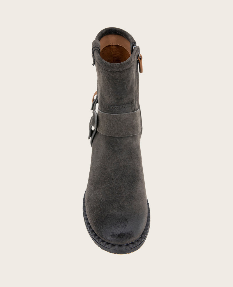 GENTLE SOULS - Barker Suede Moto Boot Charcoal Suede