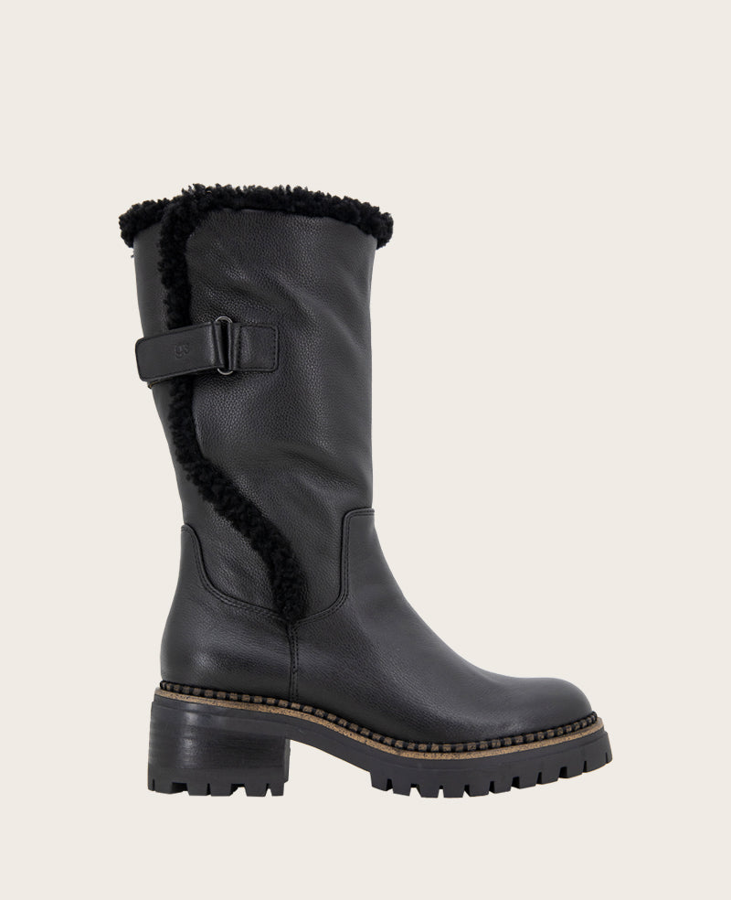 GENTLE SOULS - Bradford Leather Sherpa Lined Boot Black Leather