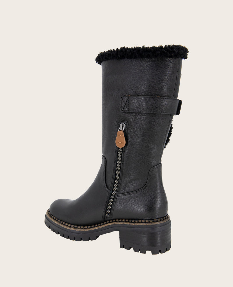 GENTLE SOULS - Bradford Leather Sherpa Lined Boot Black Leather