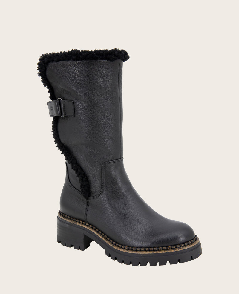 GENTLE SOULS - Bradford Leather Sherpa Lined Boot Black Leather
