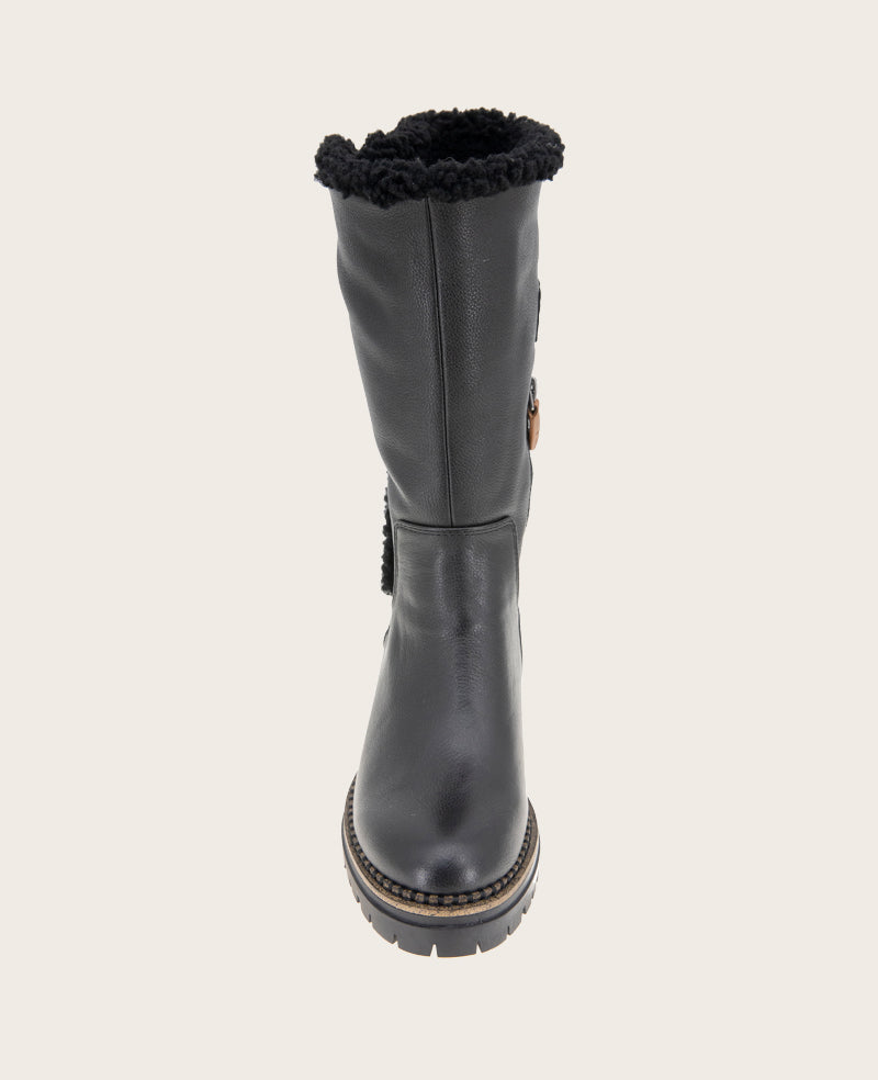 GENTLE SOULS - Bradford Leather Sherpa Lined Boot Black Leather