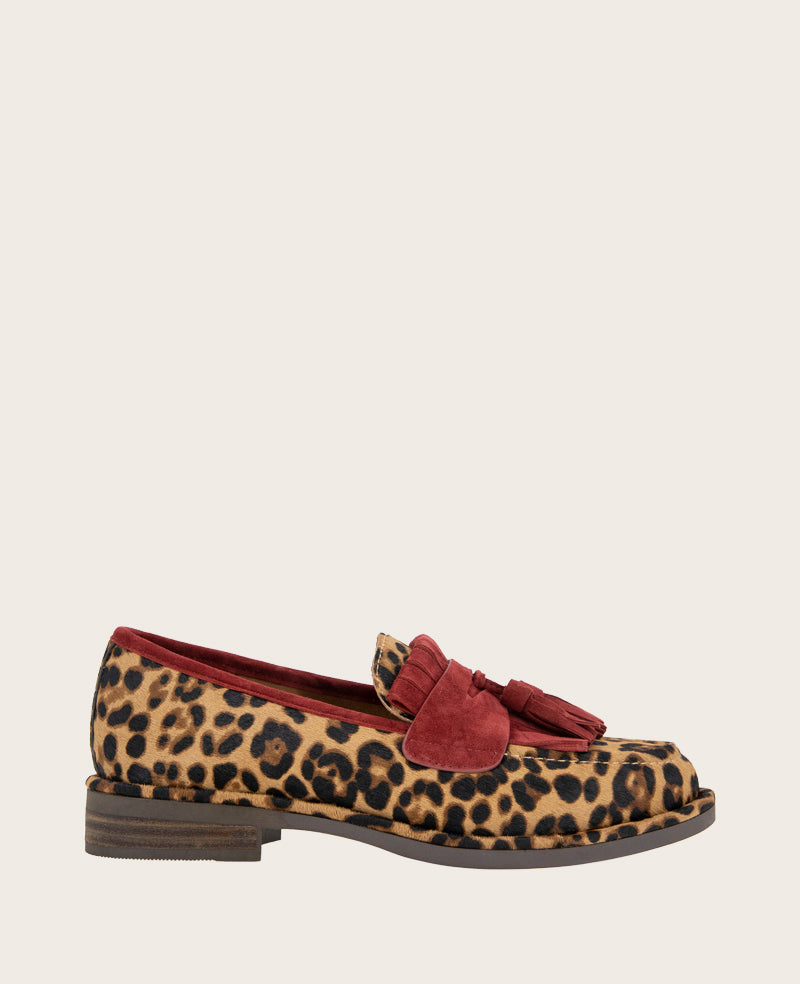 GENTLE SOULS - Cydney Haircalf And Suede Tassel Loafer Leopard Haircalf