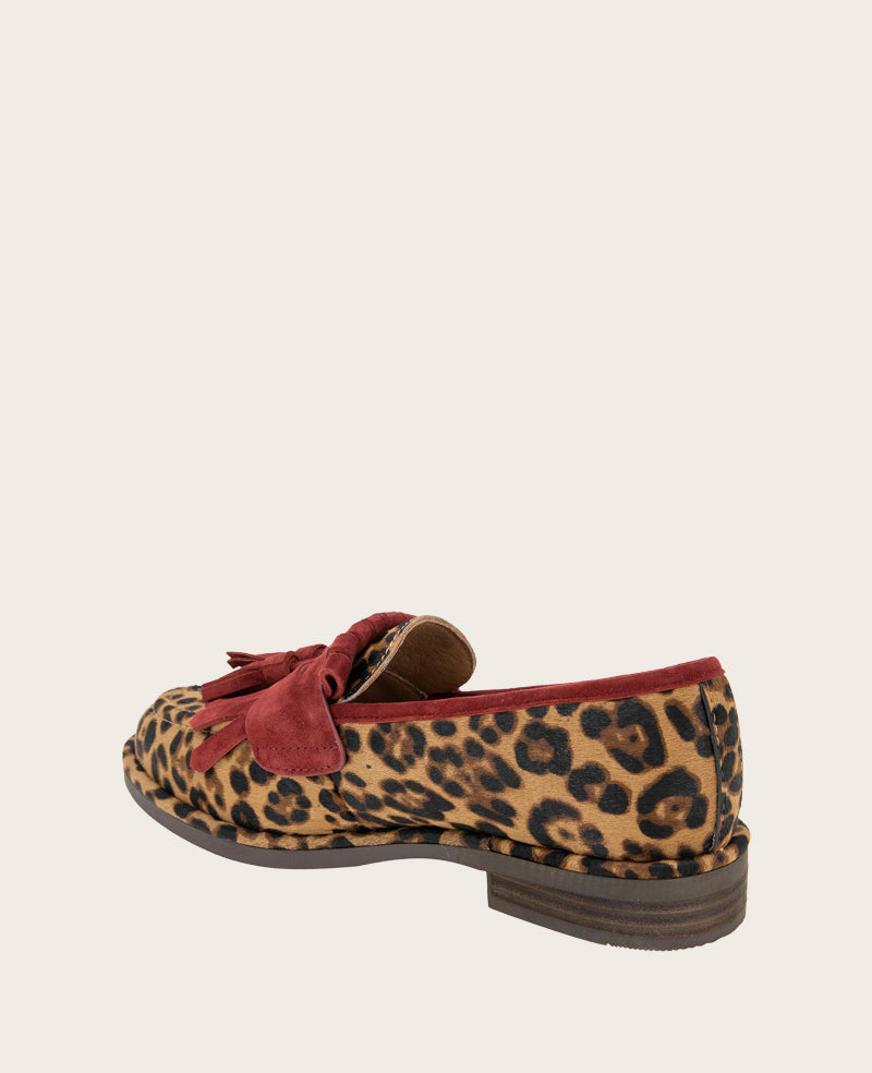 GENTLE SOULS - Cydney Haircalf And Suede Tassel Loafer Leopard Haircalf