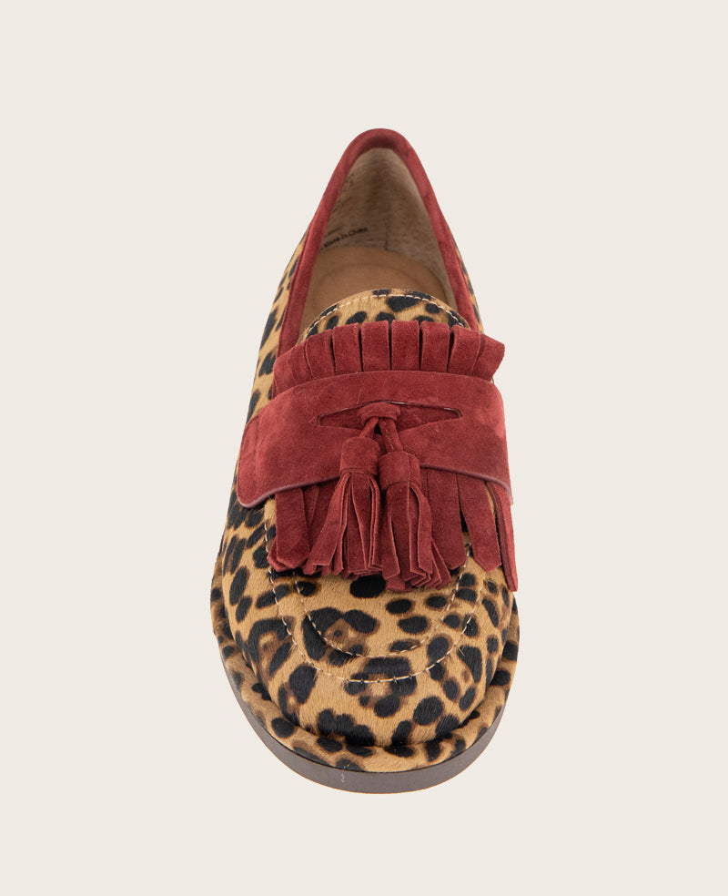 GENTLE SOULS - Cydney Haircalf And Suede Tassel Loafer Leopard Haircalf