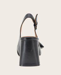 GENTLE SOULS - Diana Leather Bow Slingback Heel Black Leather