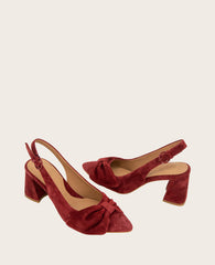 GENTLE SOULS - Diana Suede Bow Slingback Heel Burnt Red Suede