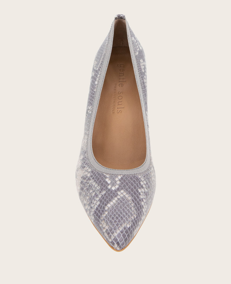 GENTLE SOULS - Dionne Snakeskin Leather Heel Taupe Snake Leather