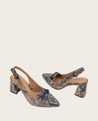 GENTLE SOULS - Dionne Leather Slingback Heel Brown Snake Leather