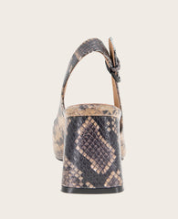 GENTLE SOULS - Dionne Leather Slingback Heel Brown Snake Leather