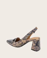 GENTLE SOULS - Dionne Leather Slingback Heel Brown Snake Leather