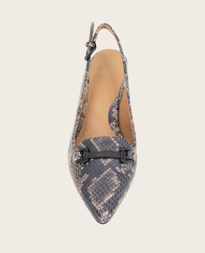 GENTLE SOULS - Dionne Leather Slingback Heel Brown Snake Leather