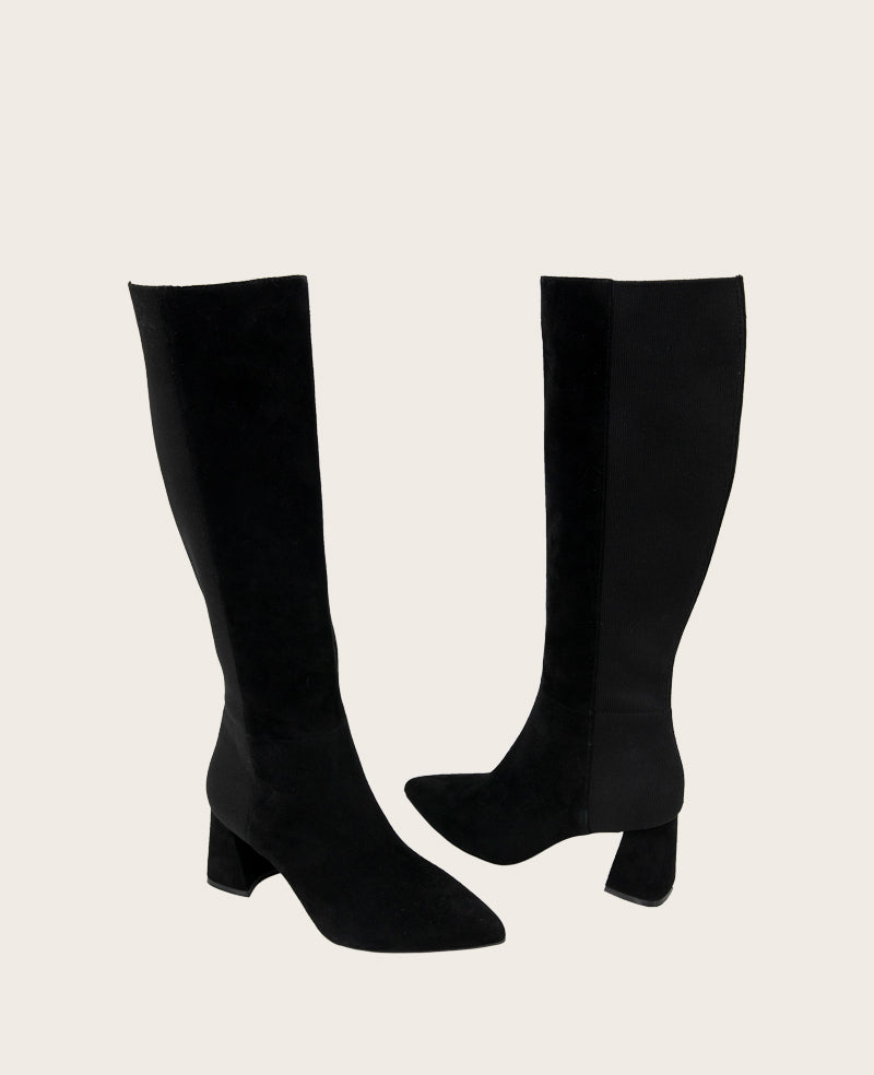 GENTLE SOULS - Dionne Suede Elastic Heel Boot Black Suede