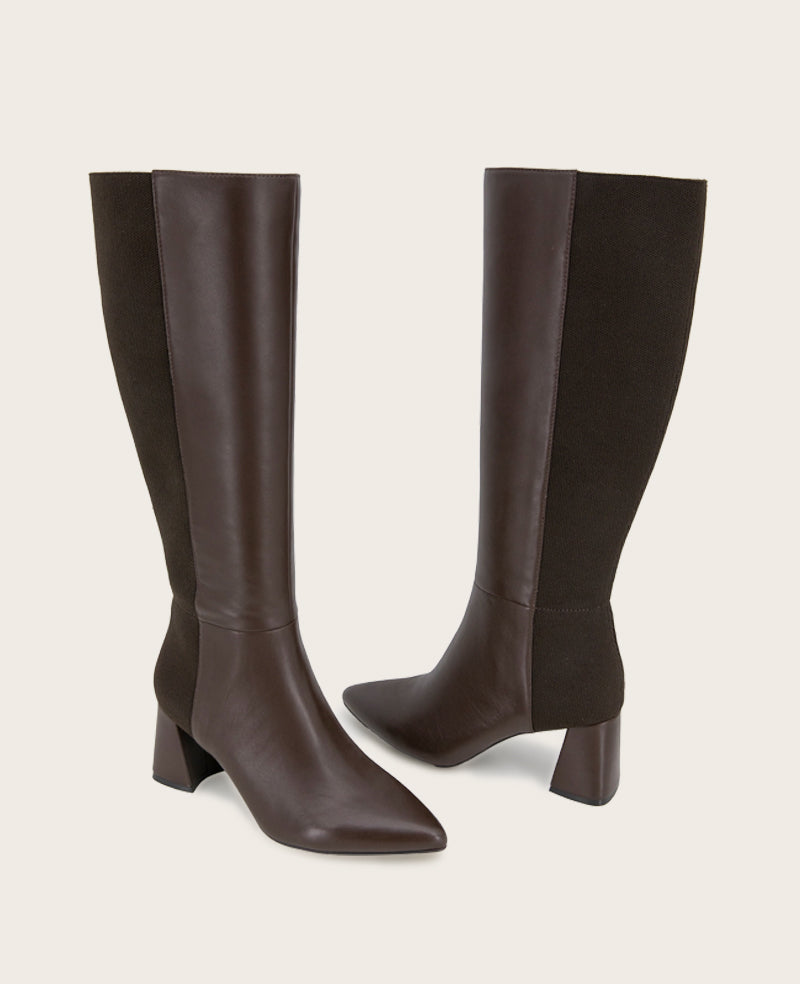 GENTLE SOULS - Dionne Leather Elastic Heel Boot Chocolate Leather