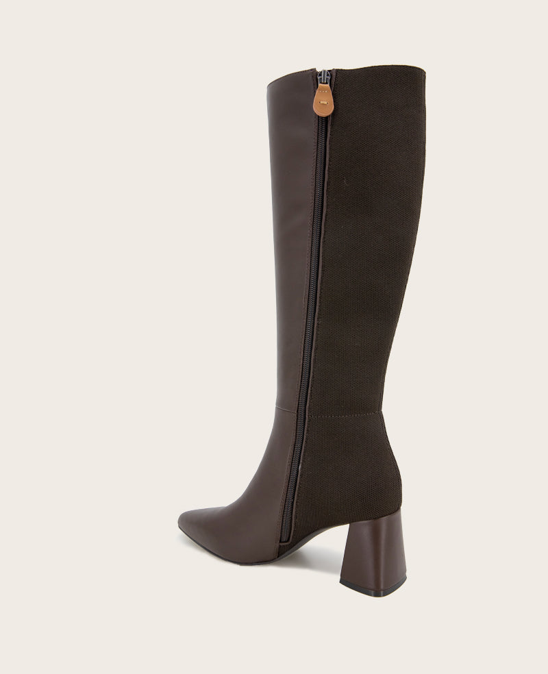 GENTLE SOULS - Dionne Leather Elastic Heel Boot Chocolate Leather