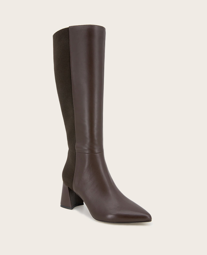 GENTLE SOULS - Dionne Leather Elastic Heel Boot Chocolate Leather