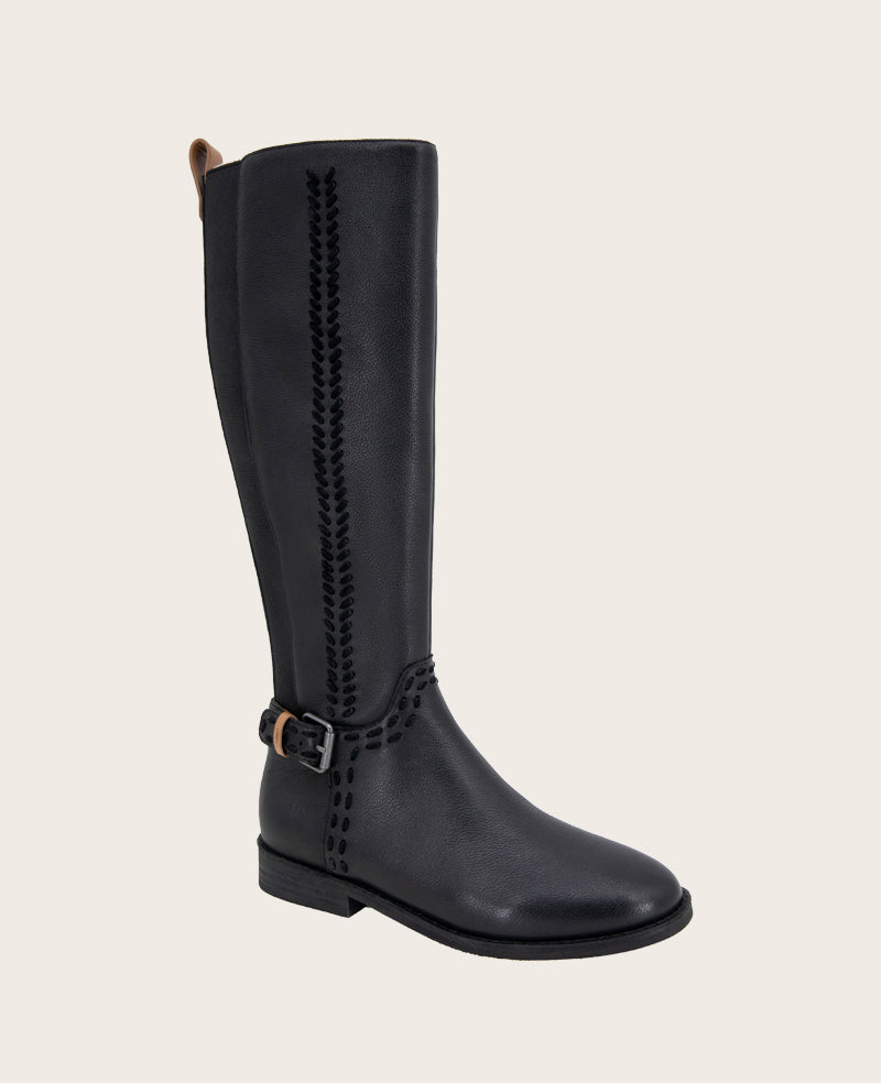 GENTLE SOULS - Elmwood Leather Detail Stitch Boot Black Leather