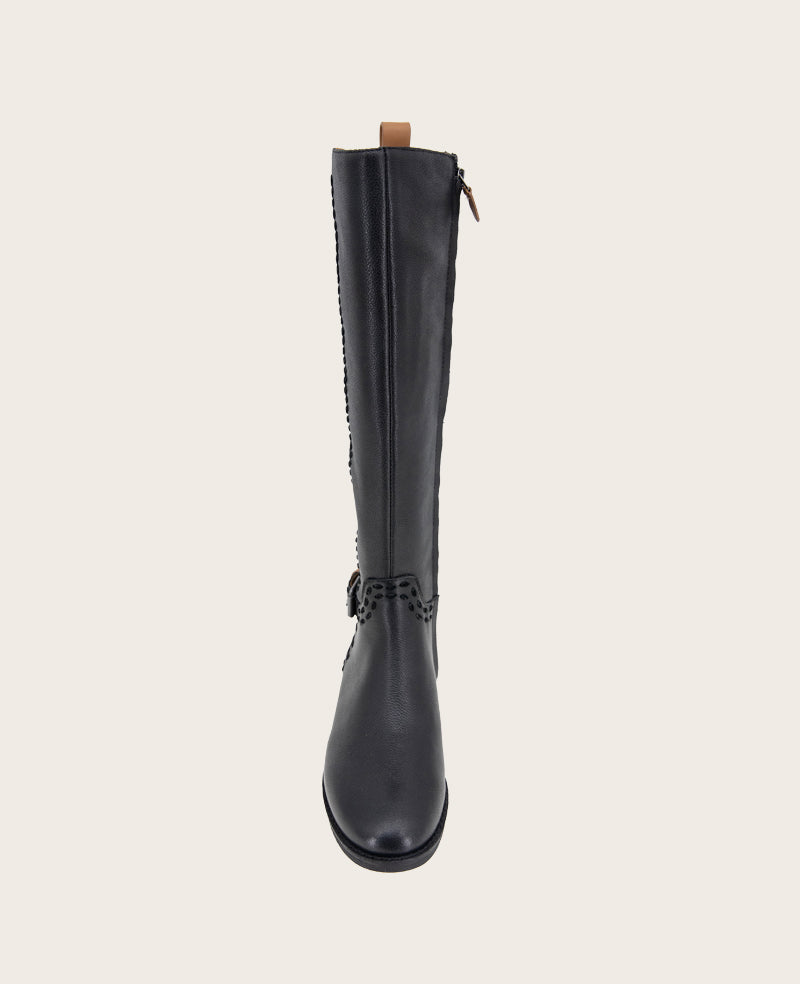 GENTLE SOULS - Elmwood Leather Detail Stitch Boot Black Leather