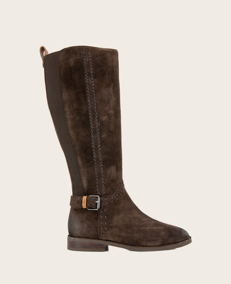 GENTLE SOULS - Elmwood Suede Detail Stitch Boot Chocolate Suede