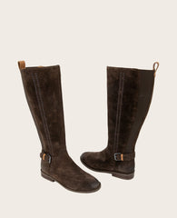GENTLE SOULS - Elmwood Suede Detail Stitch Boot Chocolate Suede