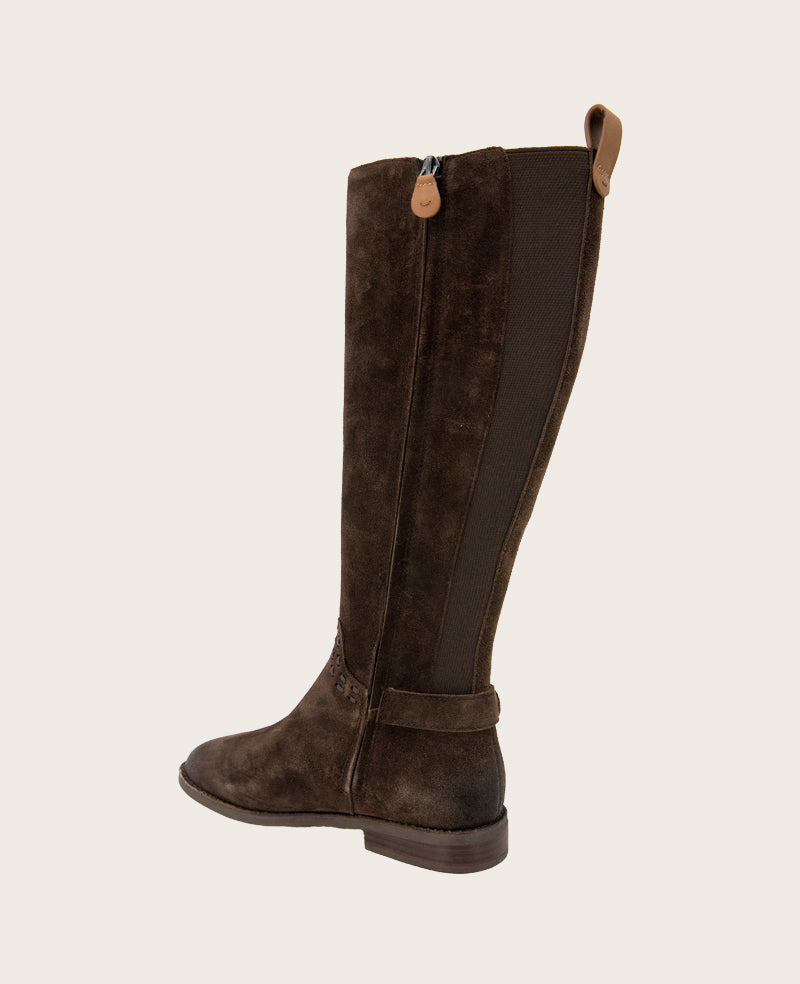 GENTLE SOULS - Elmwood Suede Detail Stitch Boot Chocolate Suede