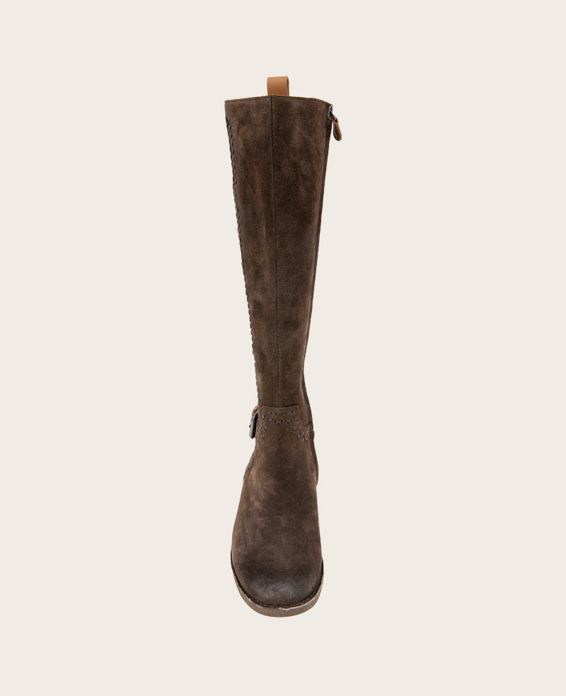 GENTLE SOULS - Elmwood Suede Detail Stitch Boot Chocolate Suede