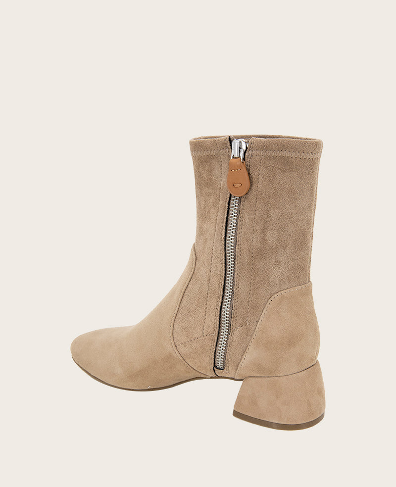 GENTLE SOULS - Emily Suede Side Zip Boot Mushroom Suede