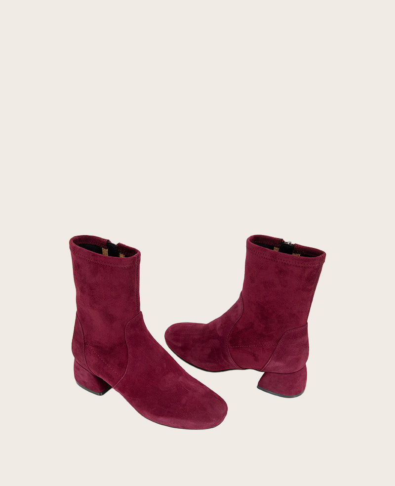 GENTLE SOULS - Emily Suede Side Zip Boot Burgundy Suede