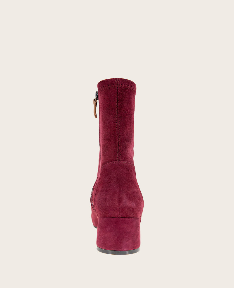 GENTLE SOULS - Emily Suede Side Zip Boot Burgundy Suede