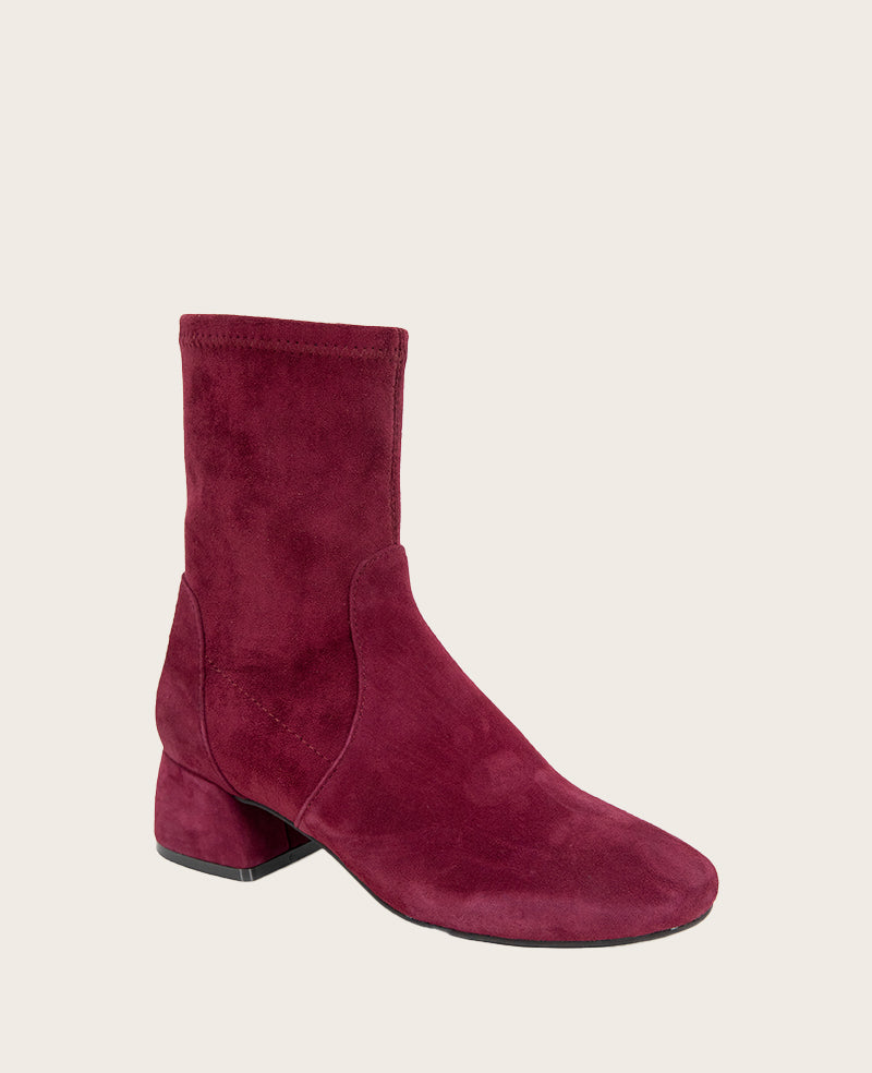 GENTLE SOULS - Emily Suede Side Zip Boot Burgundy Suede